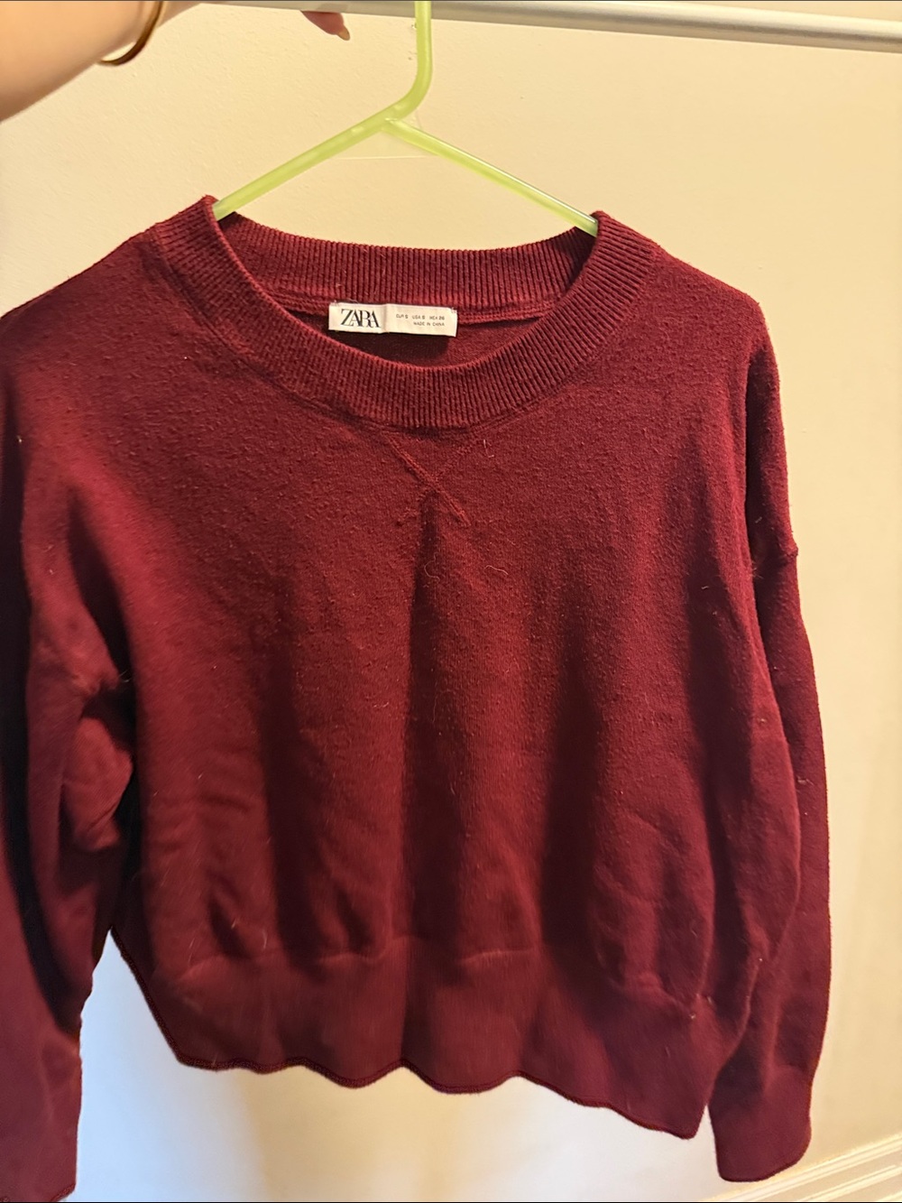 Zara Women's Wine Crewneck Sweater